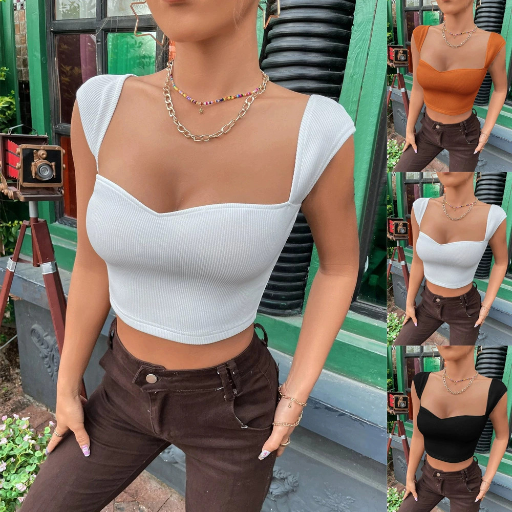 ZARA Trendy Slim Fit Square Neck Cropped Sleeveless Tank Top